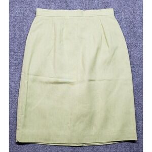 Vintage Worthington Skirt Womens 8P Petite Green Flash Linen Lined New